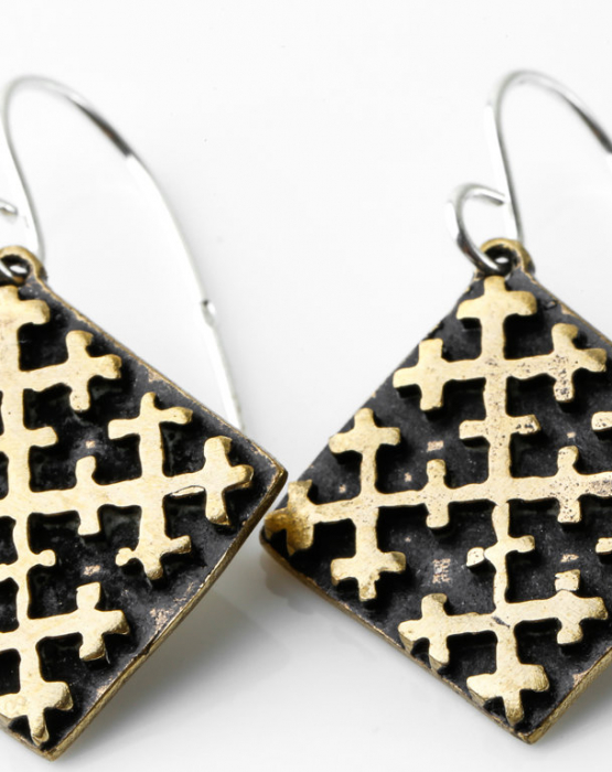 Bronze earrings &quot;Cross&quot;